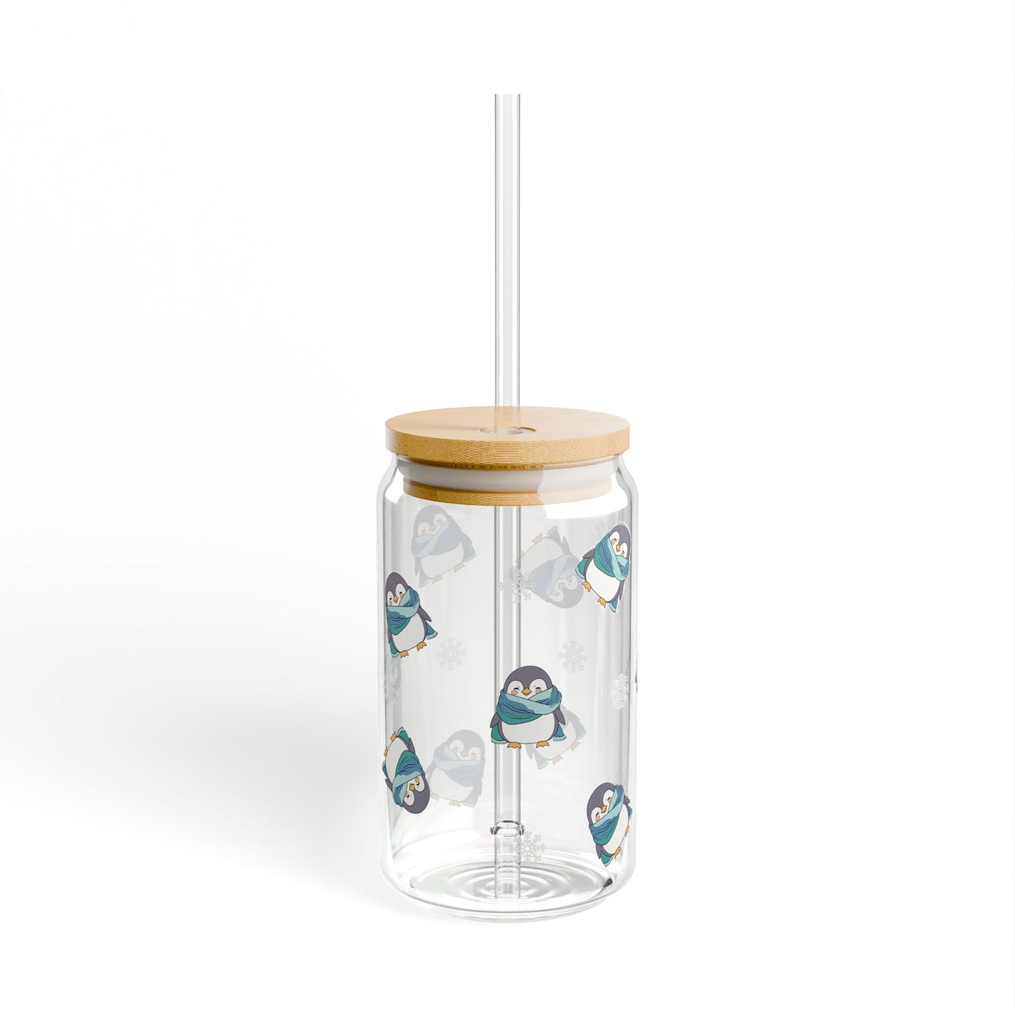 Snowy Penguin Glass Cup